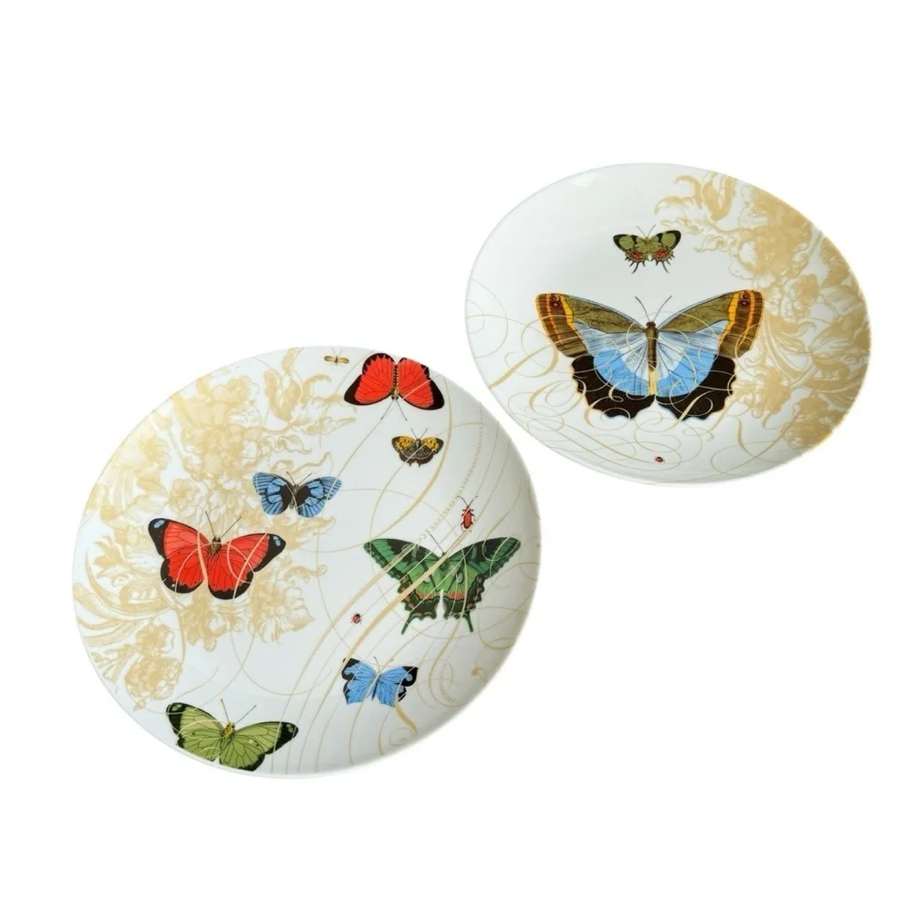 Pier 1 Imports Butterfly Plates Poetry In Motion Salad Vntg Lady Bug Botanical‎